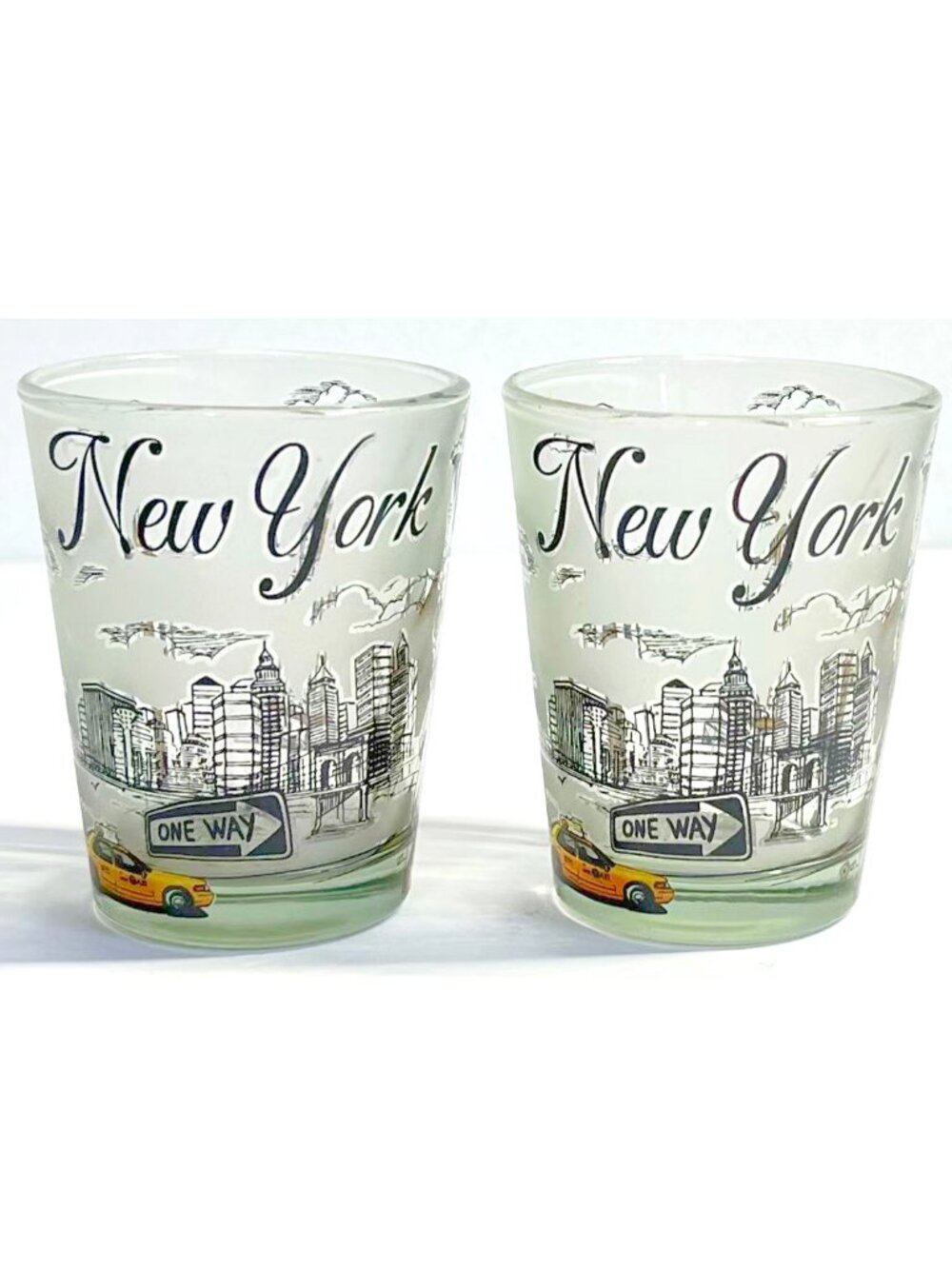 2 pcs/Set New York 2.5" Shot Glasses Collectible Souvenir Gift-NYC Skyview